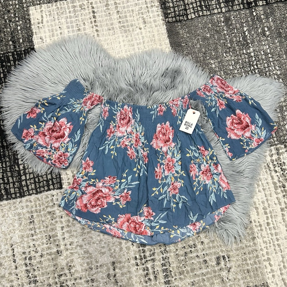 BILLABONG Women's Floral Free‎ Flow Smock Top  Size Large ($49.99)